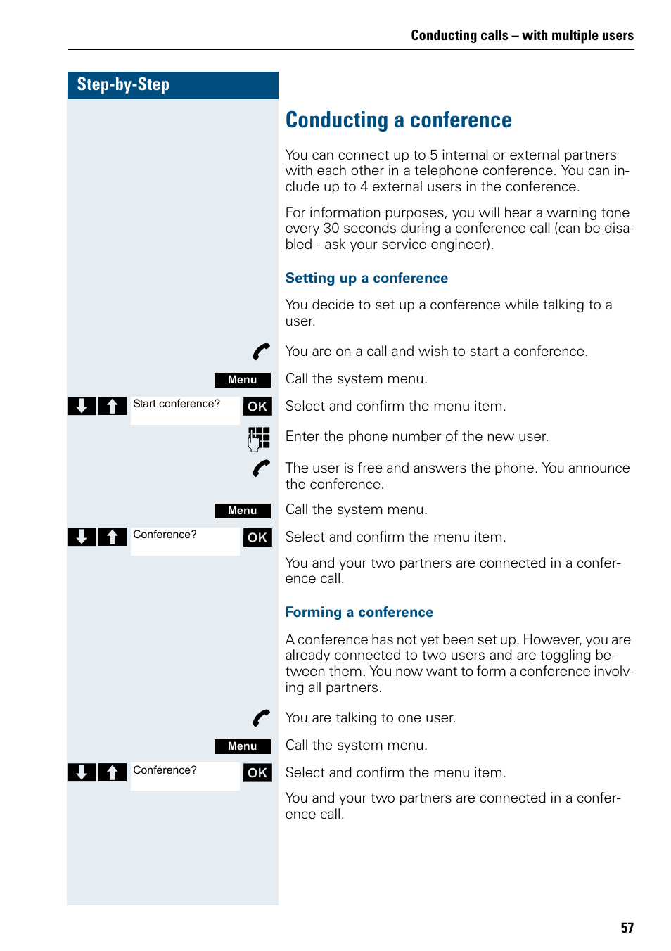 Conducting a conference | Siemens 3000 V3.0 User Manual | Page 65 / 106