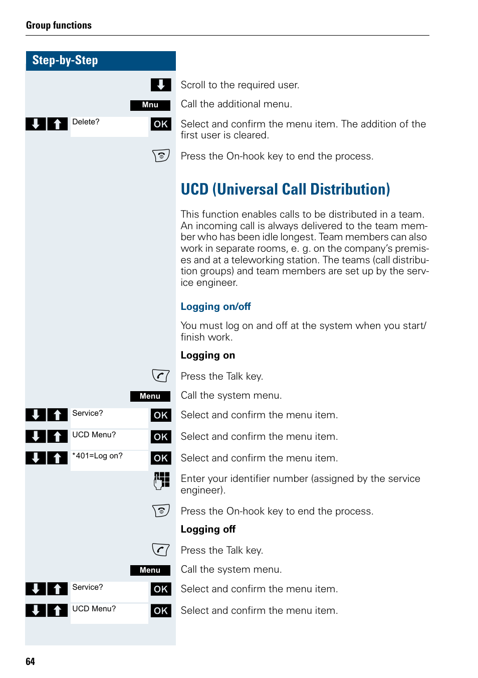 Ucd (universal call distribution) | Siemens 3000 V3.0 User Manual | Page 72 / 106
