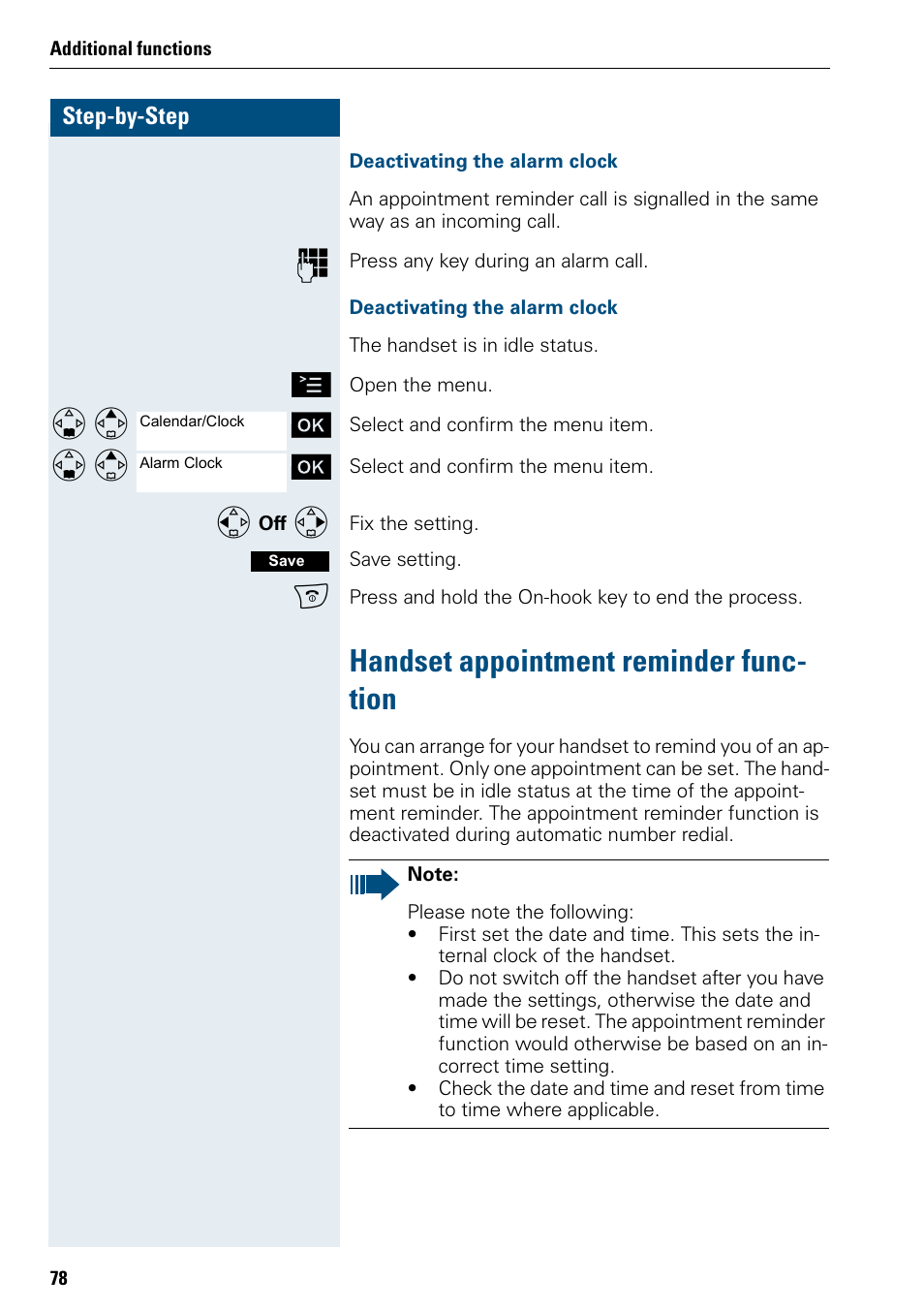 Handset appointment reminder function, Handset appointment reminder func- tion | Siemens 3000 V3.0 User Manual | Page 86 / 106