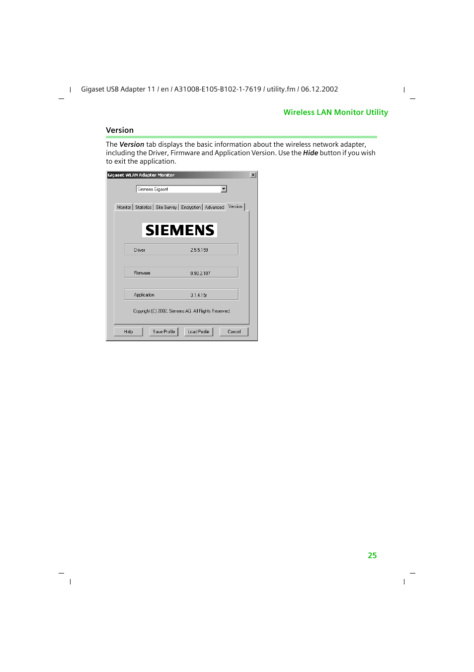 Version | Siemens 11 User Manual | Page 26 / 51