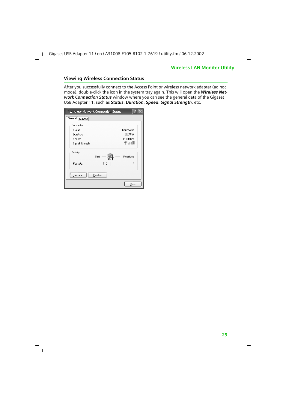 Viewing wireless connection status | Siemens 11 User Manual | Page 30 / 51