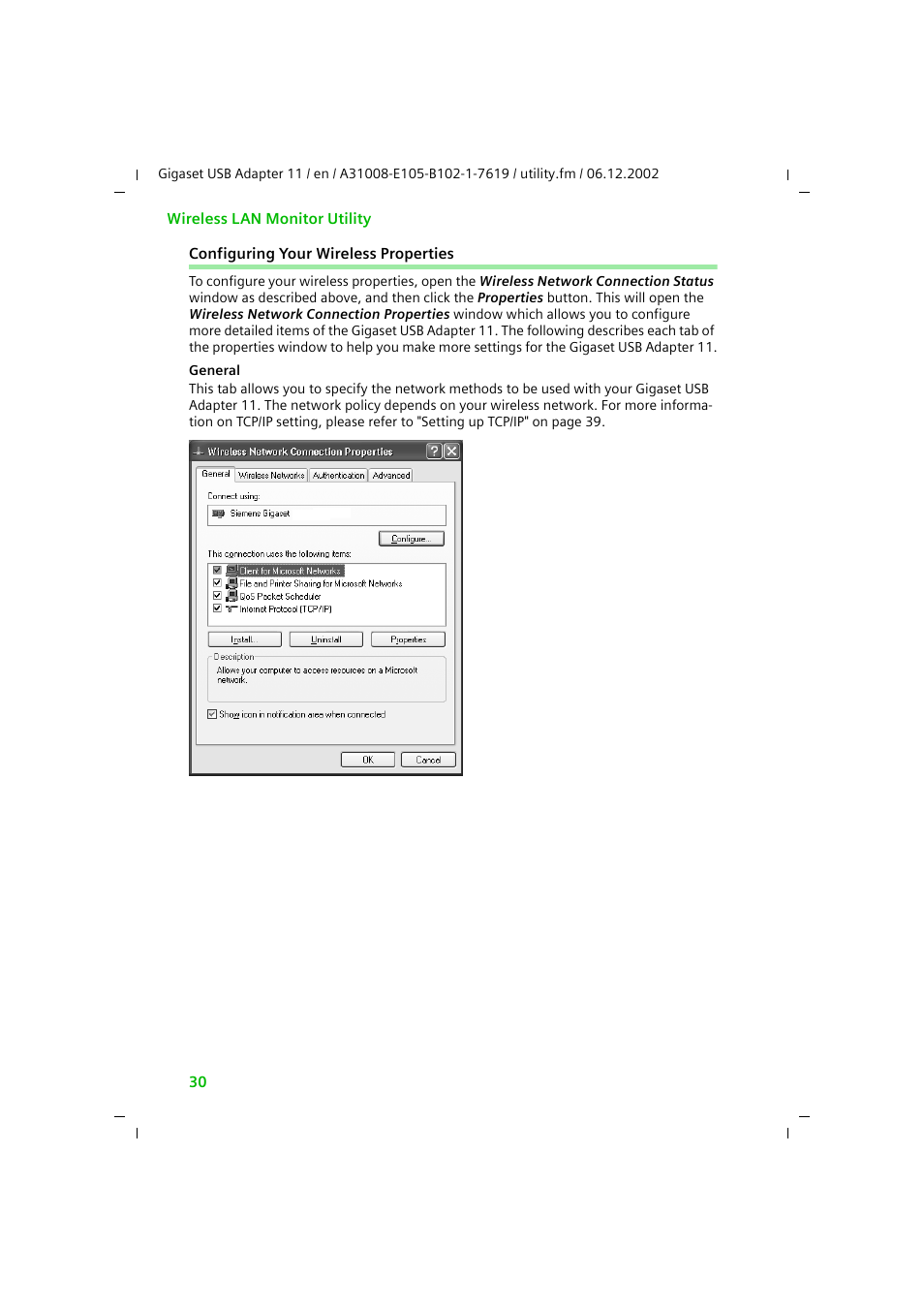 Configuring your wireless properties | Siemens 11 User Manual | Page 31 / 51