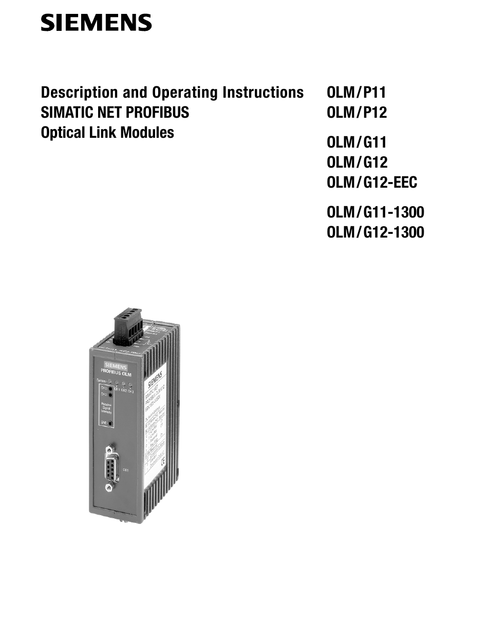 Olm (optical link modules) | Siemens SIMATIC NET PROFIBUS User Manual | Page 397 / 490