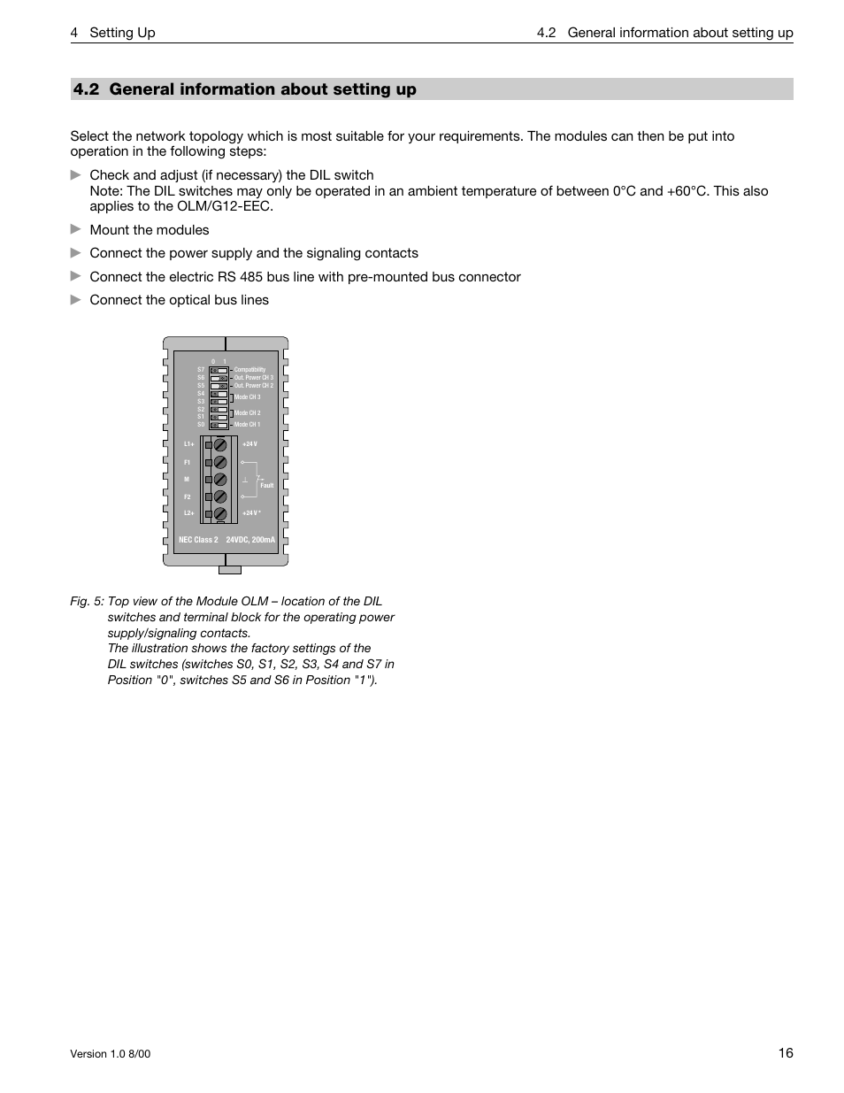 2 general information about setting up, 16 4 setting up, Mount the modules | Connect the optical bus lines | Siemens SIMATIC NET PROFIBUS User Manual | Page 412 / 490