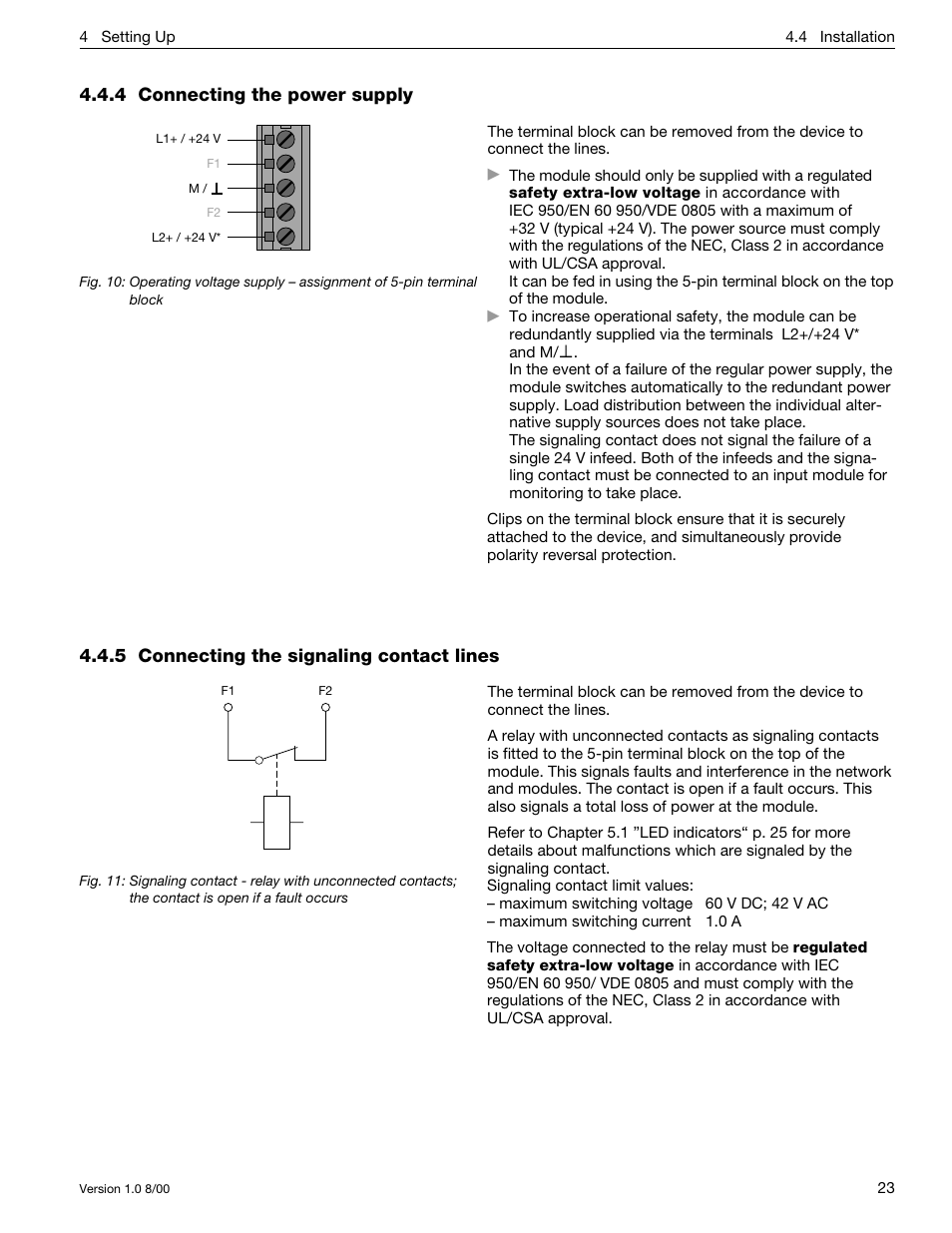 4 connecting the power supply, 5 connecting the signaling contact lines | Siemens SIMATIC NET PROFIBUS User Manual | Page 419 / 490