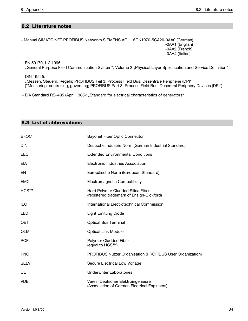 2 literature notes, 3 list of abbreviations | Siemens SIMATIC NET PROFIBUS User Manual | Page 430 / 490