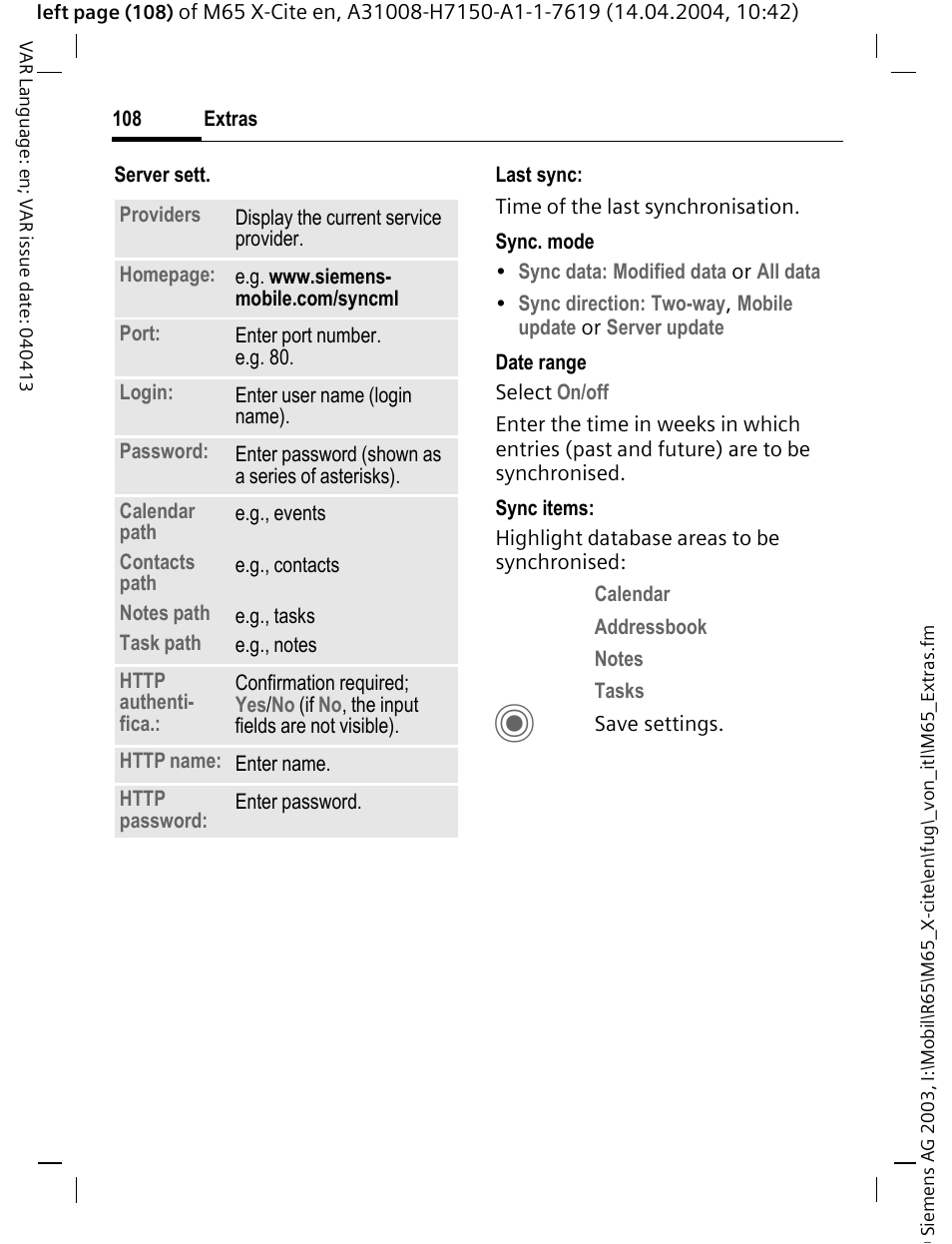 Siemens M65 User Manual | Page 109 / 142