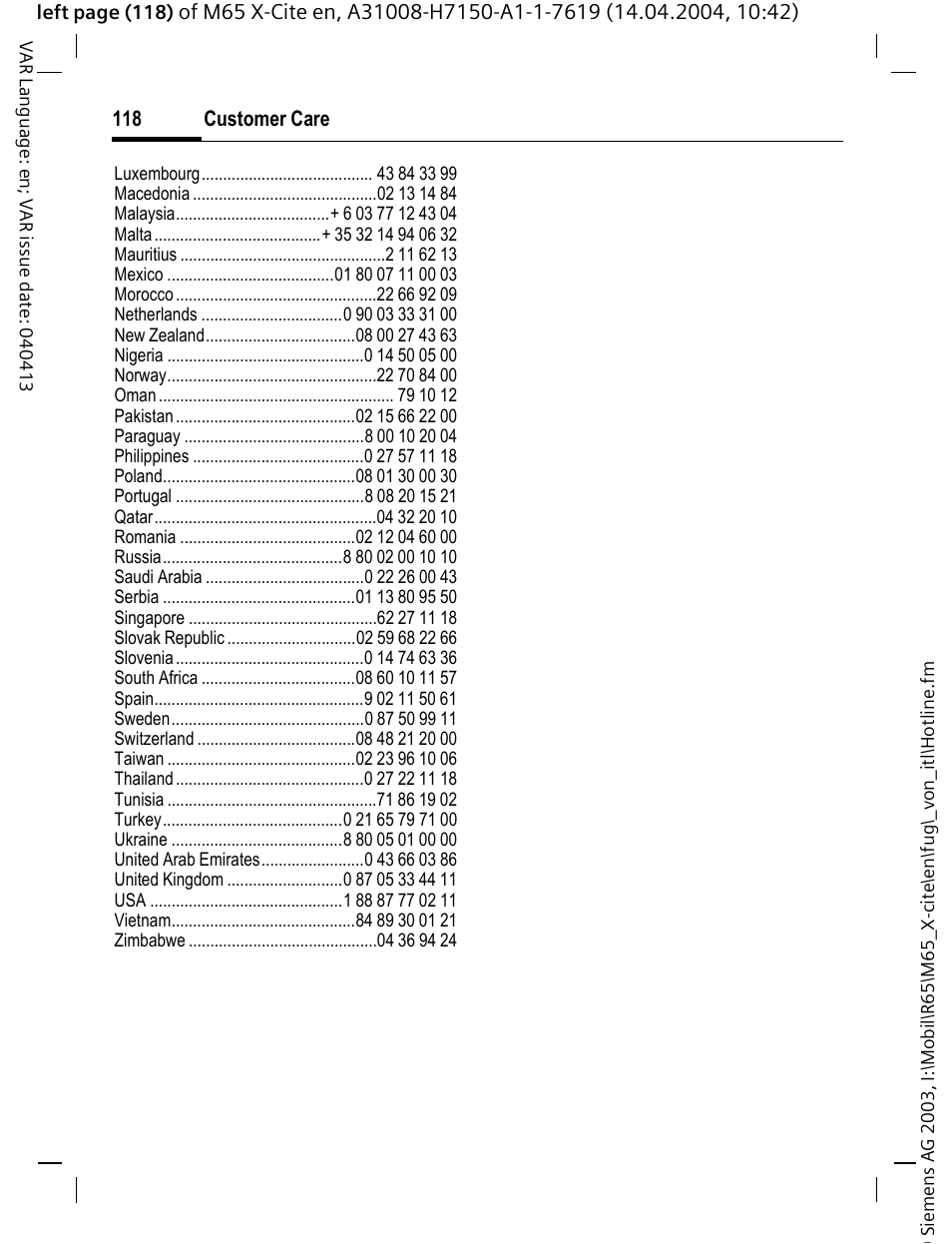 Siemens M65 User Manual | Page 119 / 142