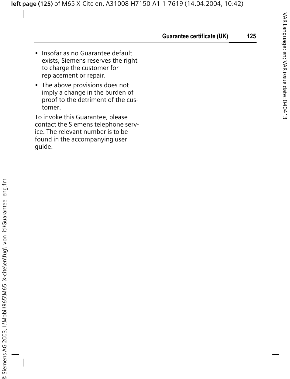 Siemens M65 User Manual | Page 126 / 142