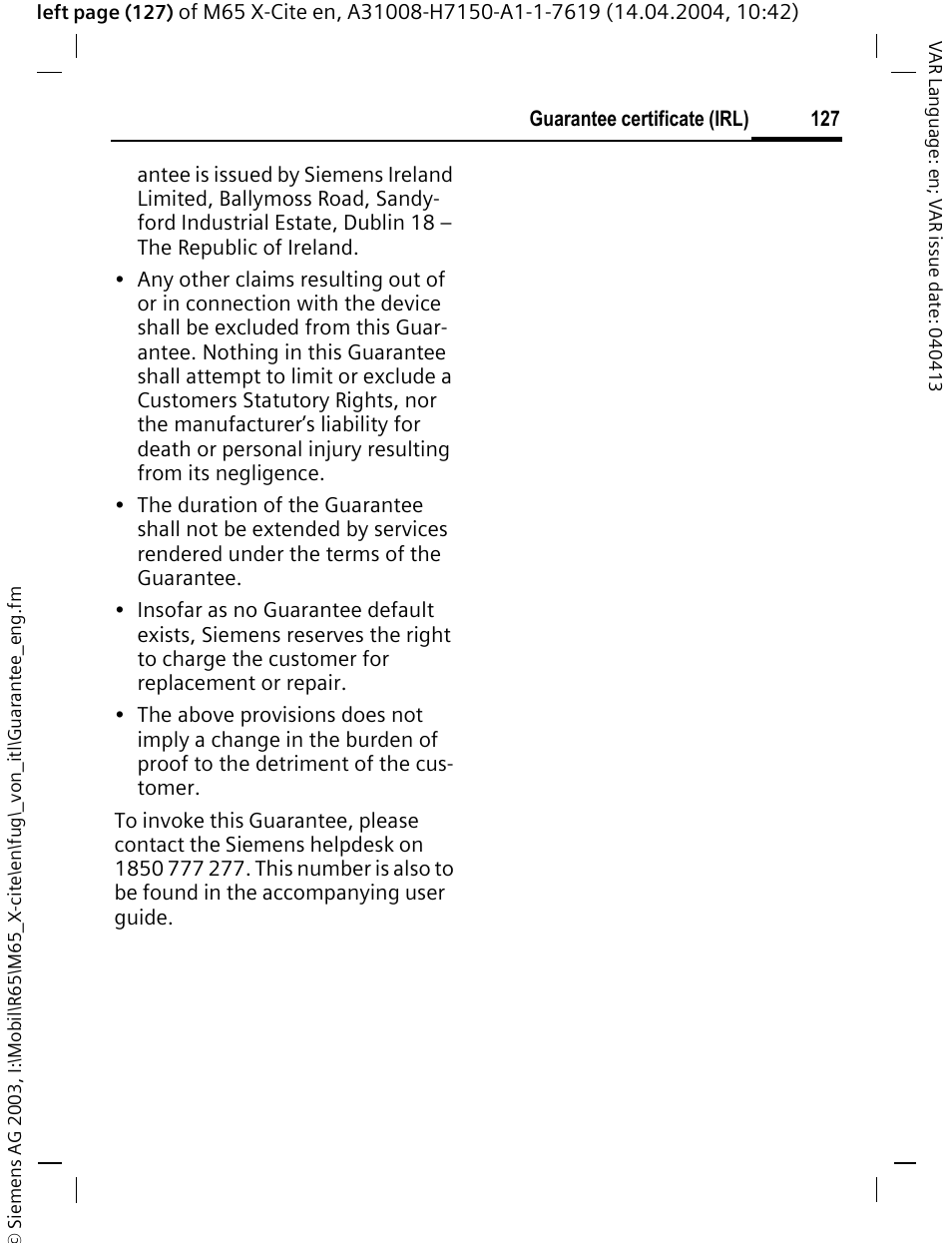 Siemens M65 User Manual | Page 128 / 142