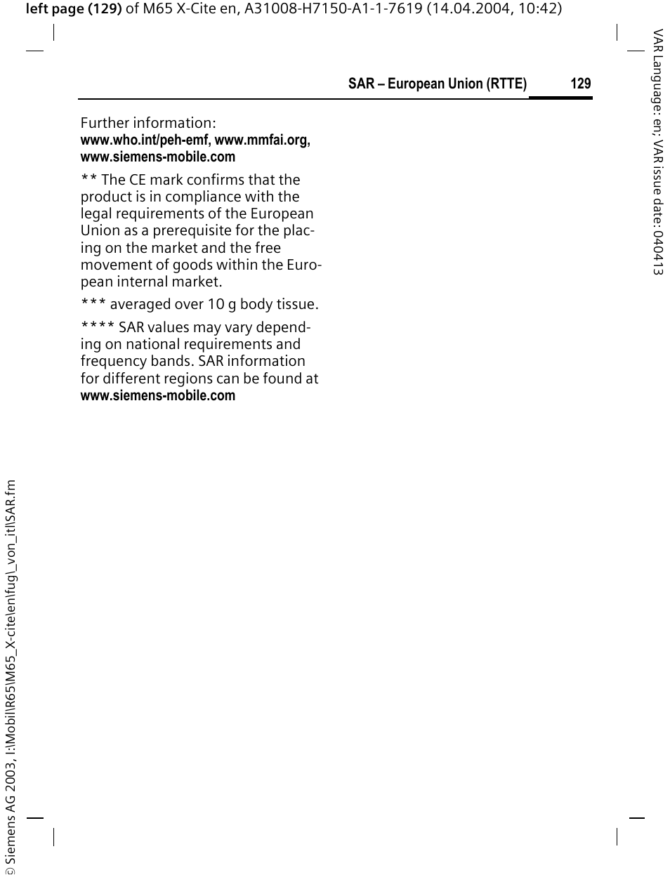 Siemens M65 User Manual | Page 130 / 142