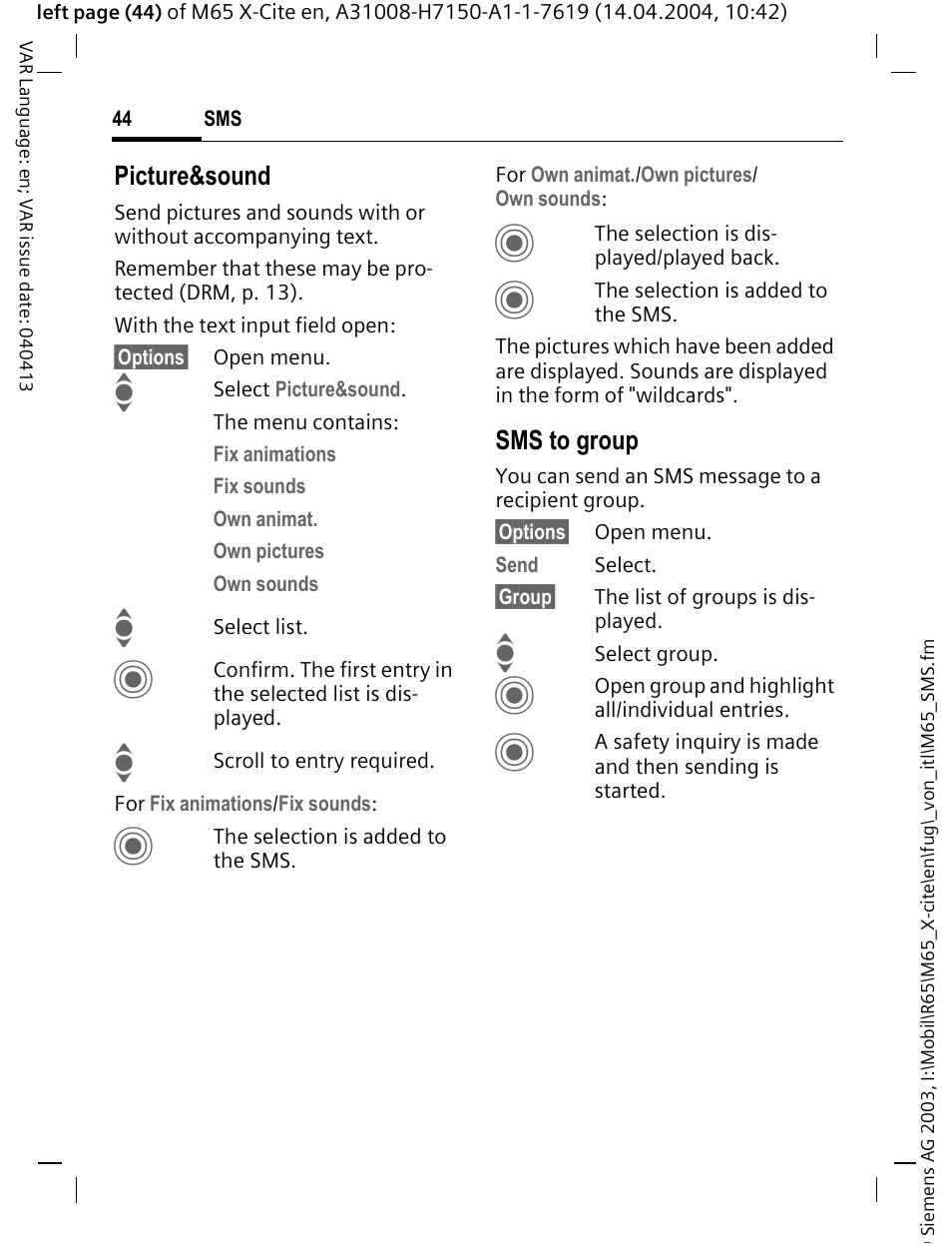 Siemens M65 User Manual | Page 45 / 142