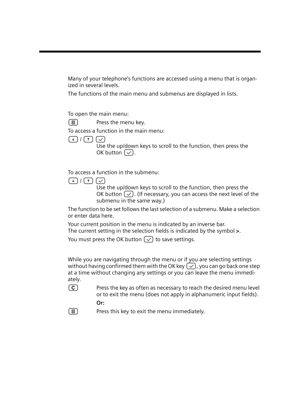 Using the phone, Navigating the menu | Siemens Gigaset DE380 IP R User Manual | Page 18 / 91