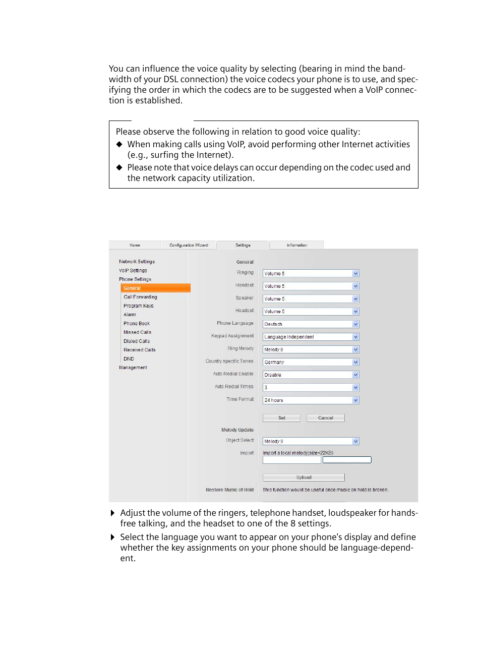 Phone settings | Siemens Gigaset DE380 IP R User Manual | Page 38 / 91