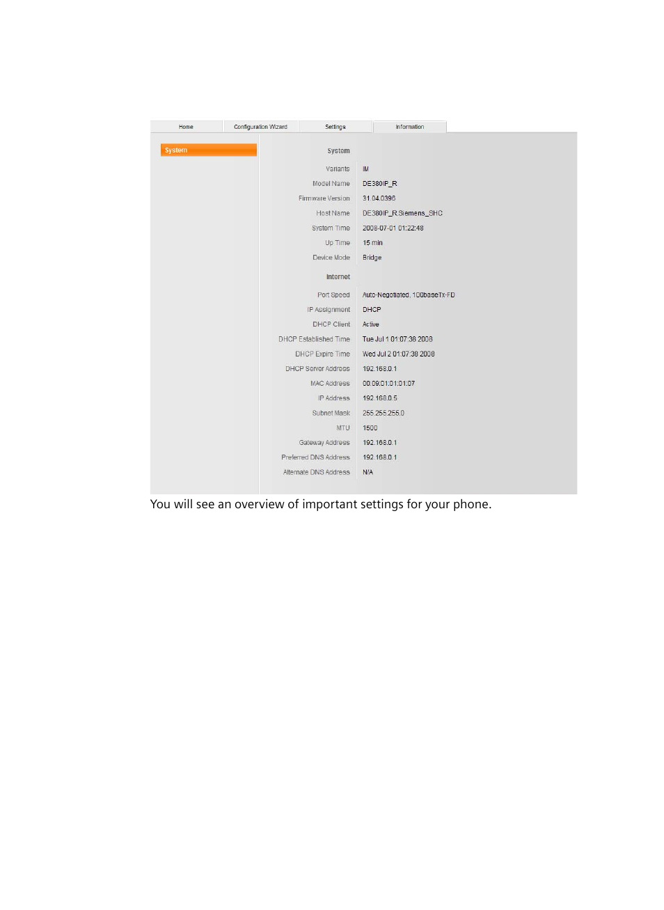 Information tab | Siemens Gigaset DE380 IP R User Manual | Page 48 / 91
