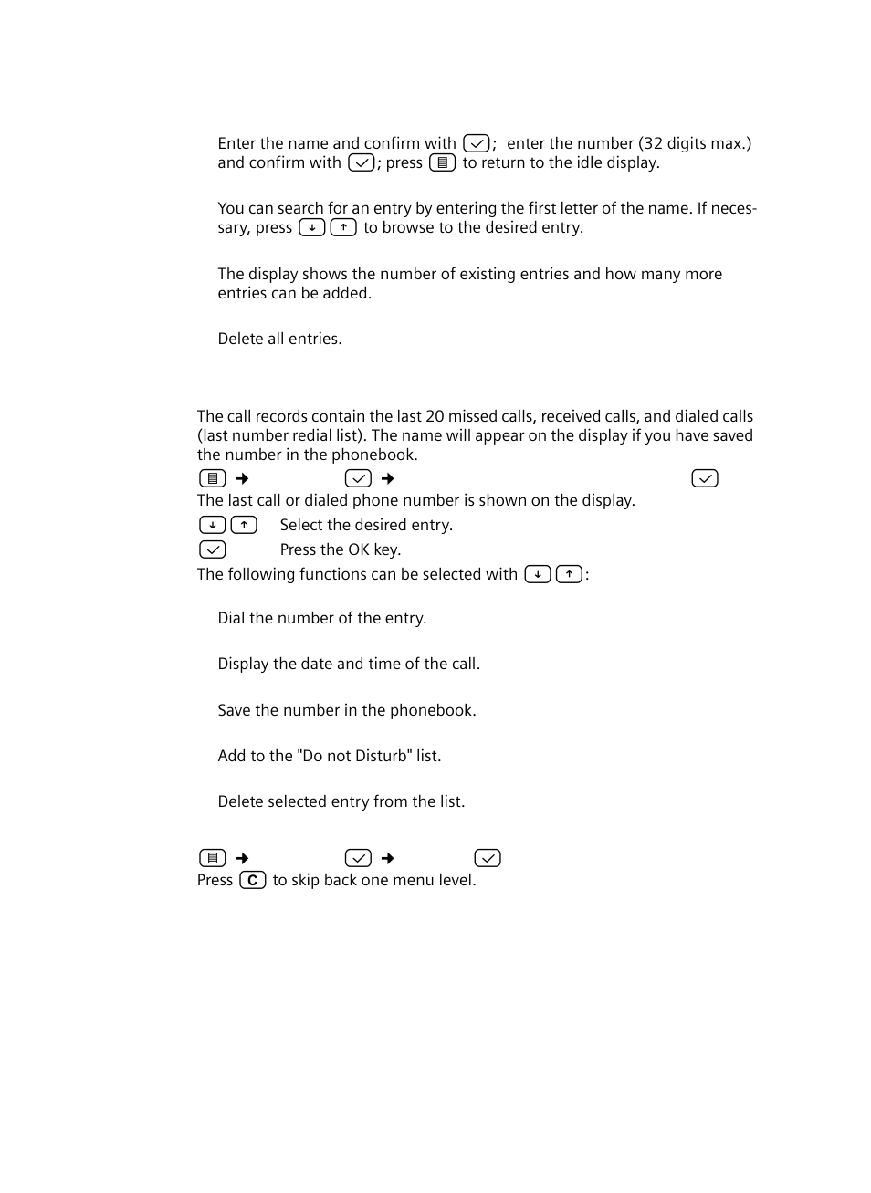 Managing call record entries, S, see "managing call, Record entries | Siemens Gigaset DE380 IP R User Manual | Page 52 / 91