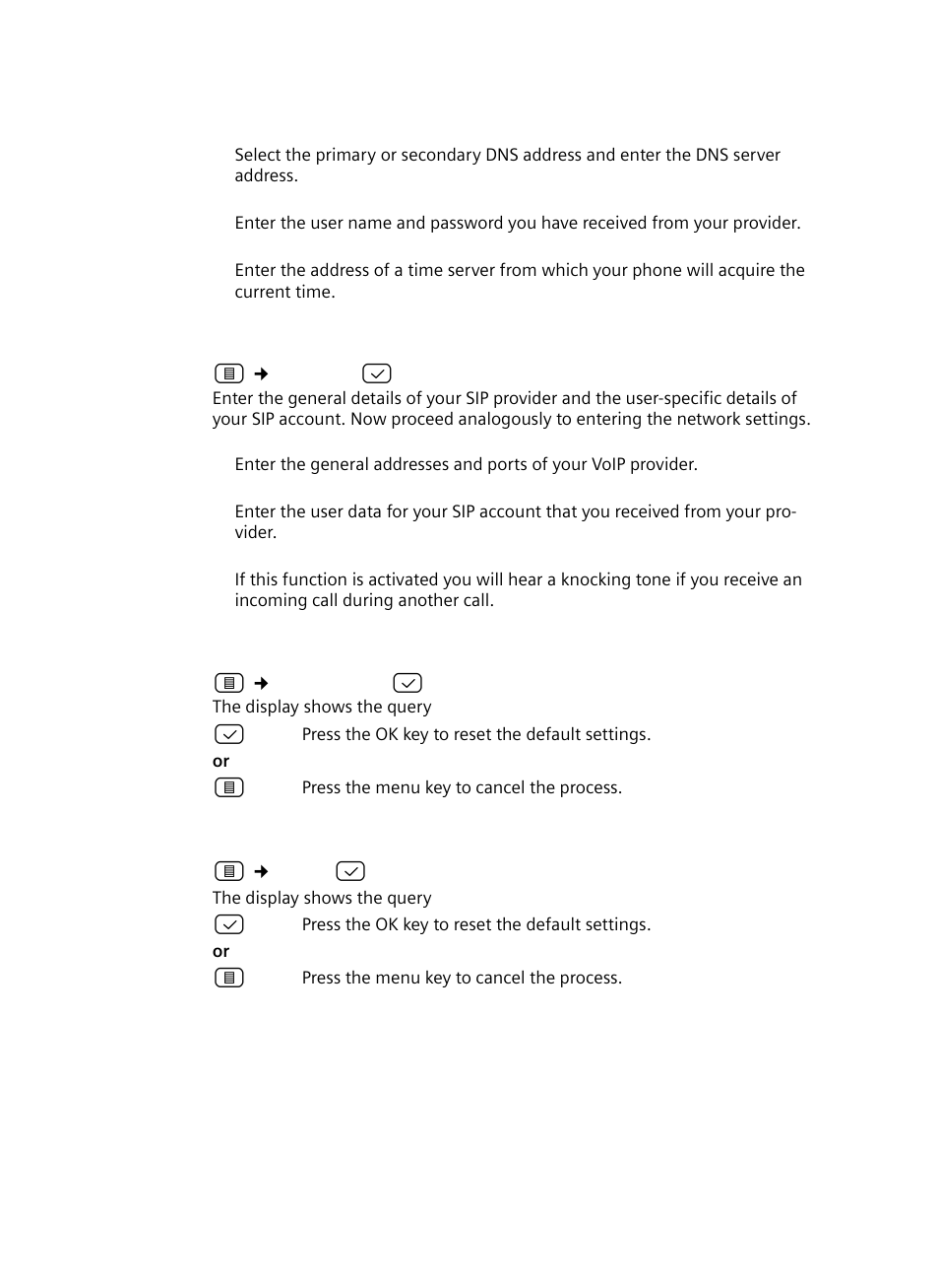 Setting up voip, Restoring the phone's default settings, Rebooting the phone | Siemens Gigaset DE380 IP R User Manual | Page 55 / 91
