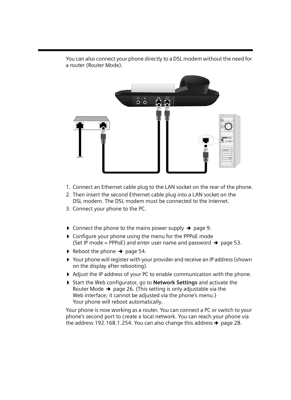 Operating the phone as a router | Siemens Gigaset DE380 IP R User Manual | Page 57 / 91