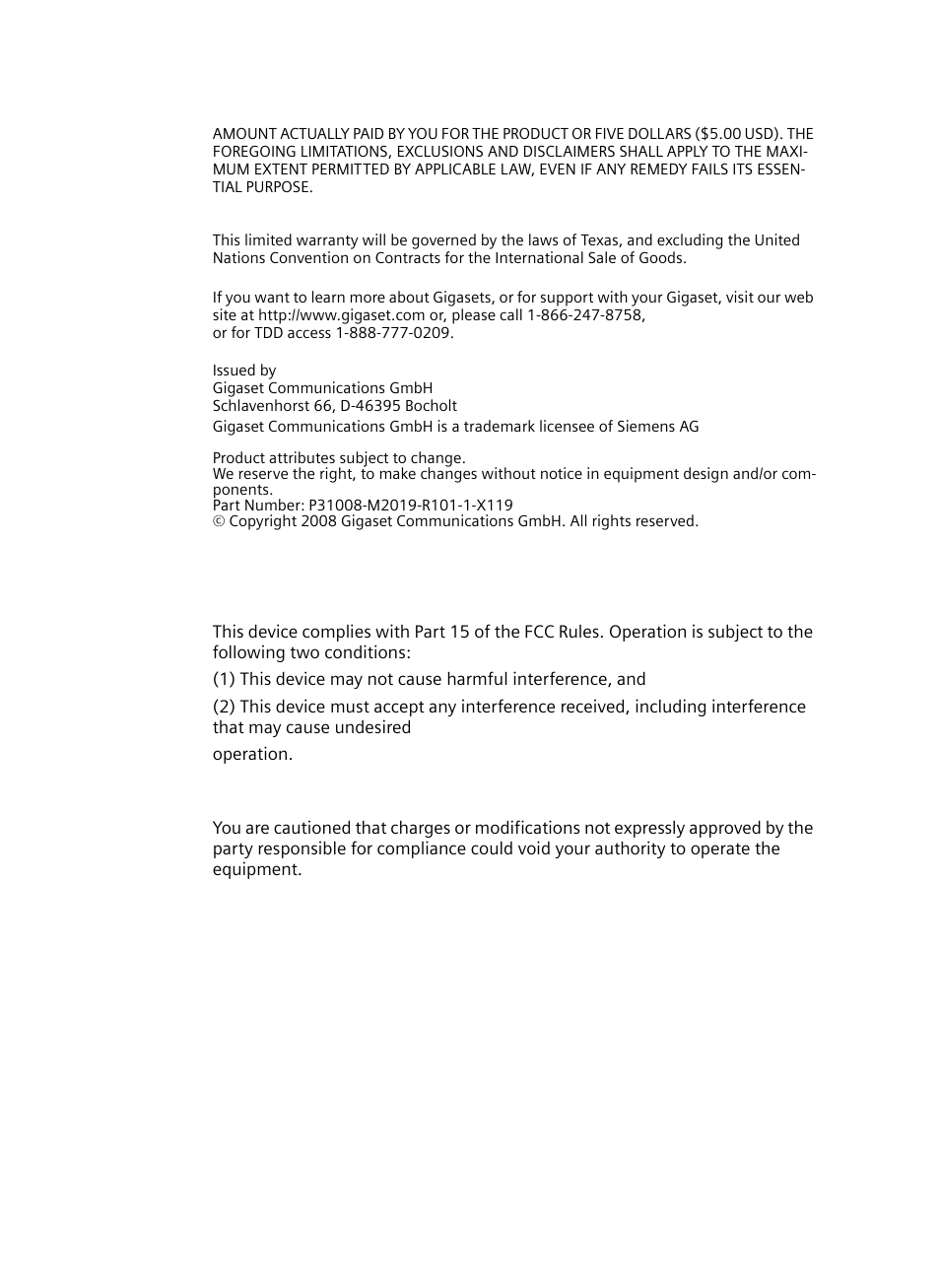 Federal communications commission (fcc) statements, Modifications | Siemens Gigaset DE380 IP R User Manual | Page 63 / 91