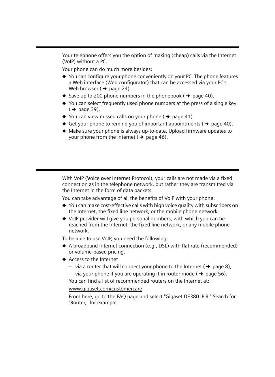 Gigaset de380 ip r - more than just a telephone, Voip - making calls via the internet, Gigaset de380 ip r – more than just a telephone | Voip – making calls via the internet | Siemens Gigaset DE380 IP R User Manual | Page 7 / 91