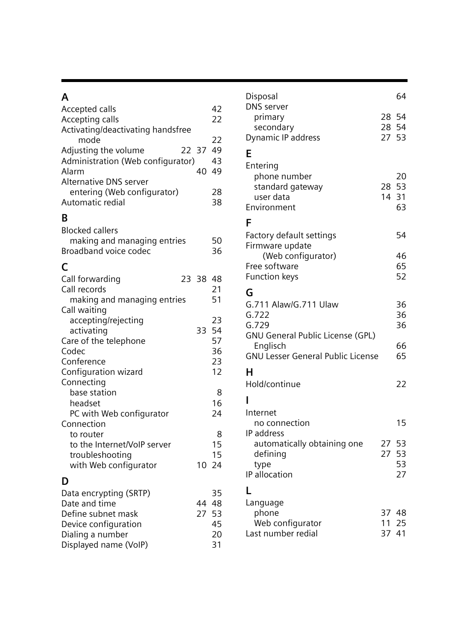 Index | Siemens Gigaset DE380 IP R User Manual | Page 88 / 91