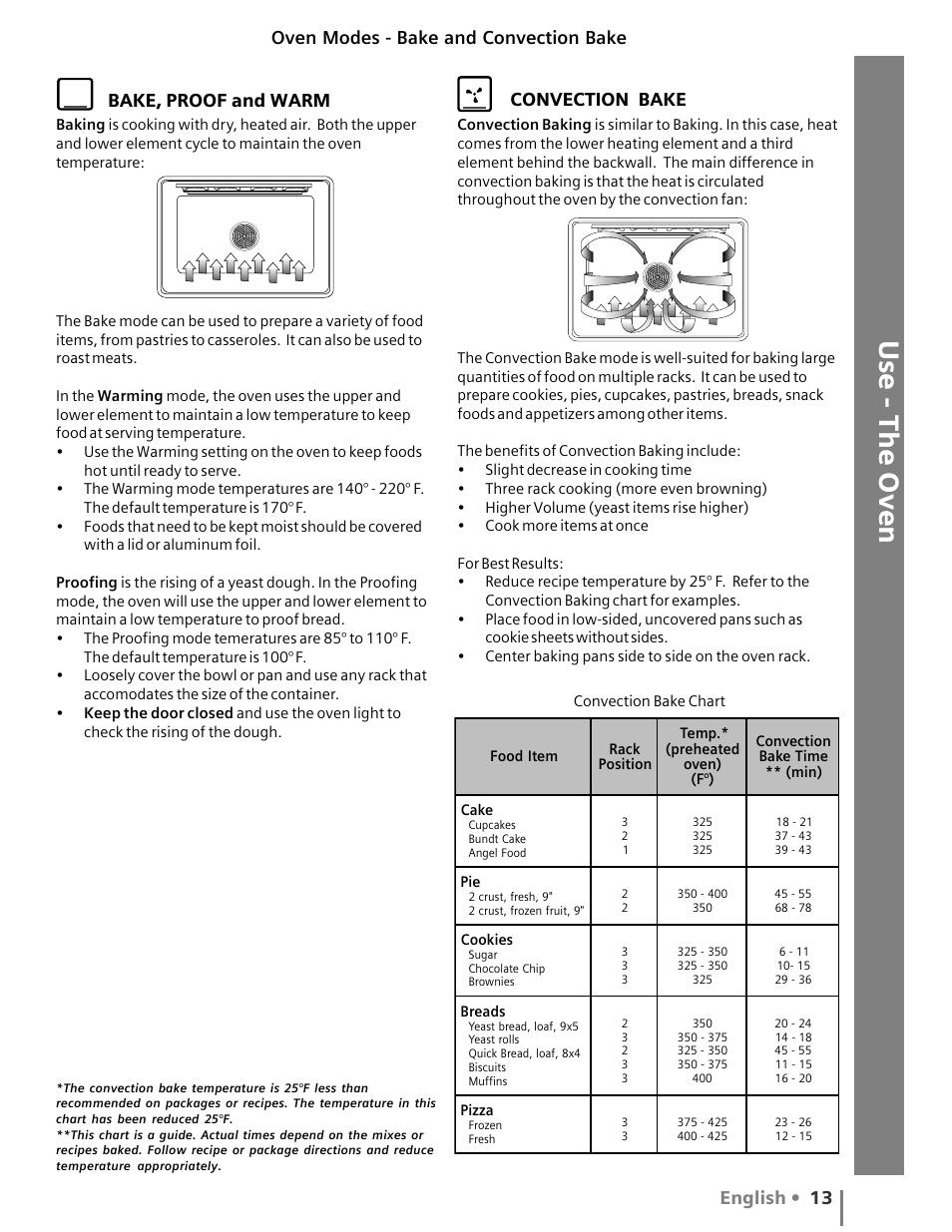 Use - the oven, English • 13, Convection bake | Siemens HG2516UC User Manual | Page 17 / 104