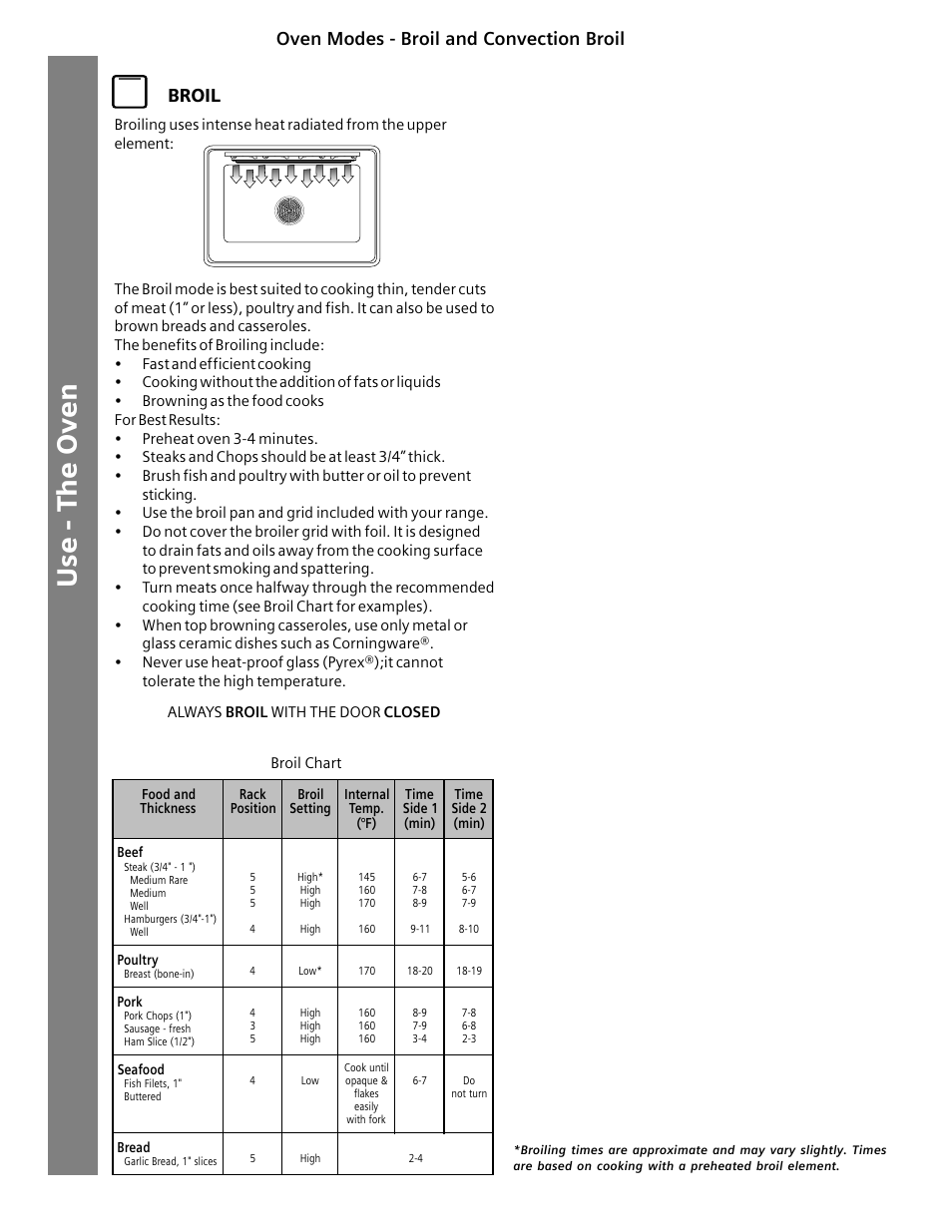 Oven modes - broil and convection broil broil | Siemens HG2516UC User Manual | Page 18 / 104