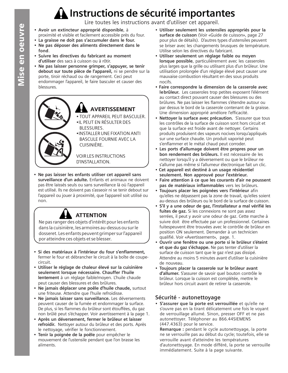 Instructions de sécurité importantes | Siemens HG2516UC User Manual | Page 40 / 104