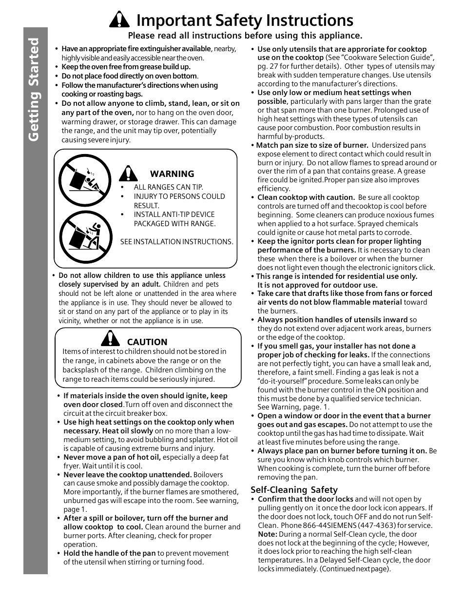 Important safety instructions | Siemens HG2516UC User Manual | Page 6 / 104