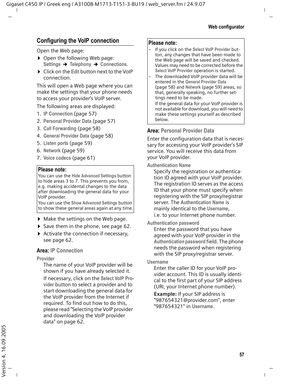 Configuring the voip connection, E the "configuring the voip con | Siemens Gigaset C450IP User Manual | Page 58 / 106