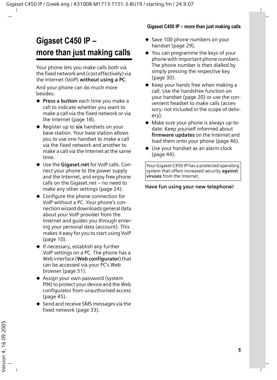 Gigaset c450 ip - more than just making calls, Gigaset c450 ip – more than just making calls | Siemens Gigaset C450IP User Manual | Page 6 / 106