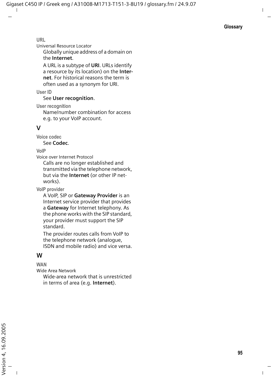 Voip, Global wan, See voip provider | The wan or | Siemens Gigaset C450IP User Manual | Page 96 / 106