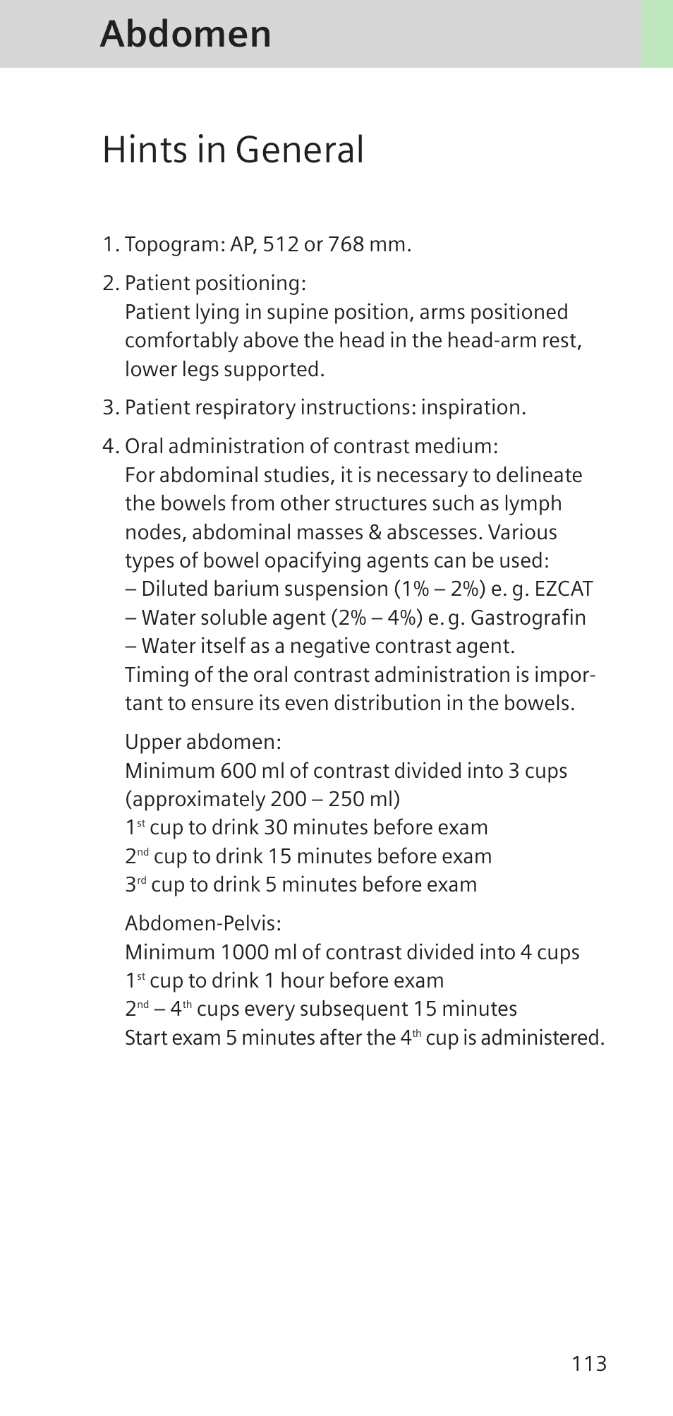 Abdomen hints in general | Siemens SOMATOM SENSATION CARDIAC A60 User Manual | Page 113 / 128