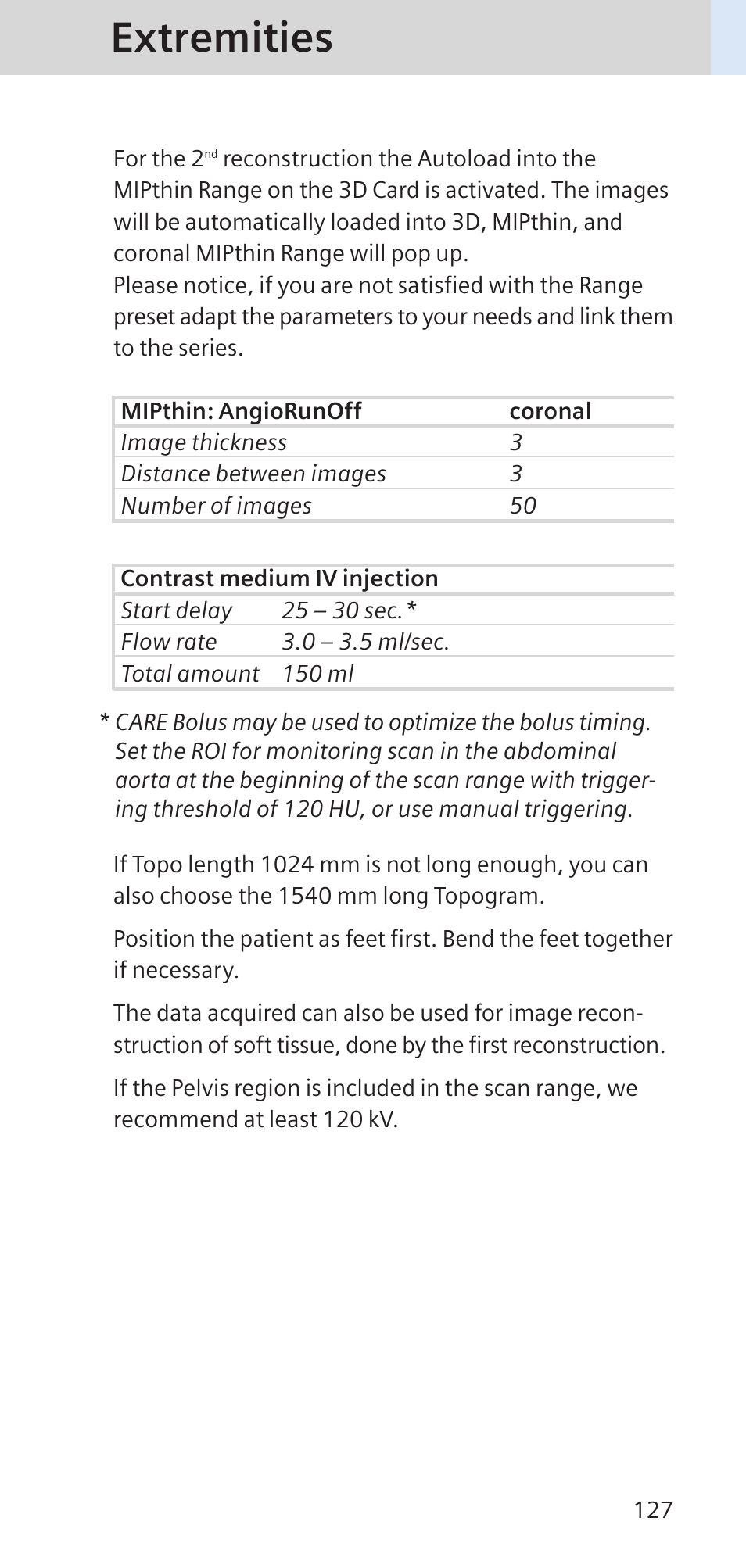 Extremities | Siemens SOMATOM SENSATION CARDIAC A60 User Manual | Page 127 / 128