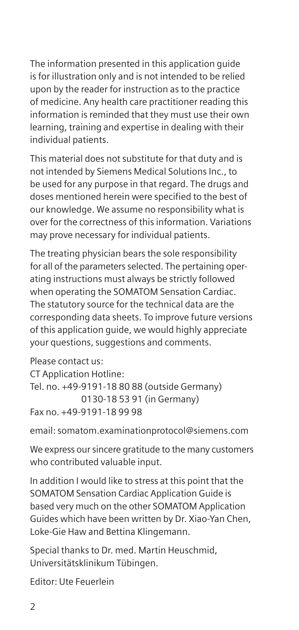 Siemens SOMATOM SENSATION CARDIAC A60 User Manual | Page 2 / 128