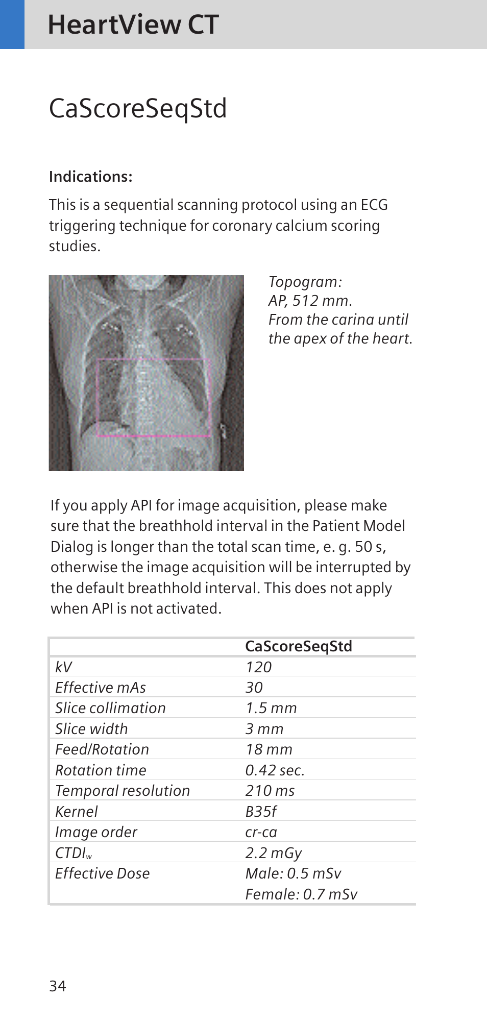 Heartview ct cascoreseqstd | Siemens SOMATOM SENSATION CARDIAC A60 User Manual | Page 34 / 128