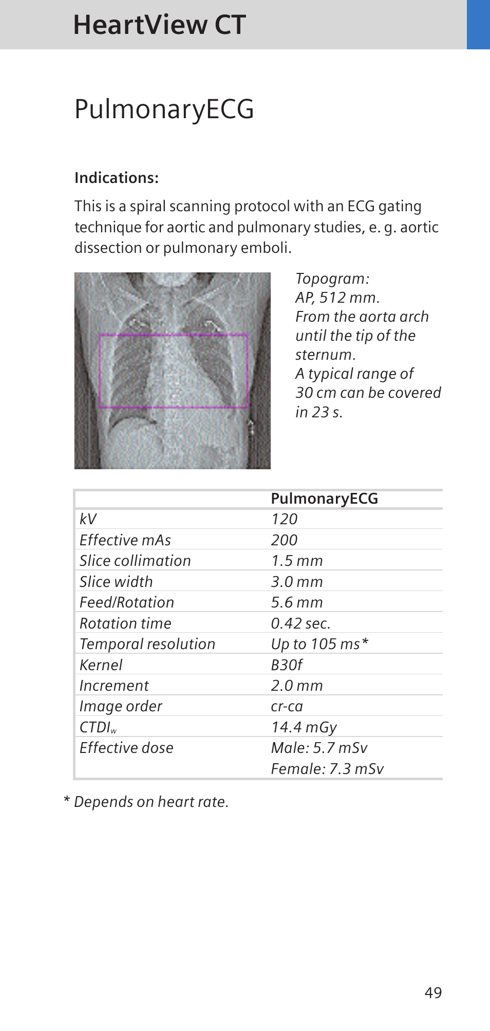 Heartview ct pulmonaryecg | Siemens SOMATOM SENSATION CARDIAC A60 User Manual | Page 49 / 128