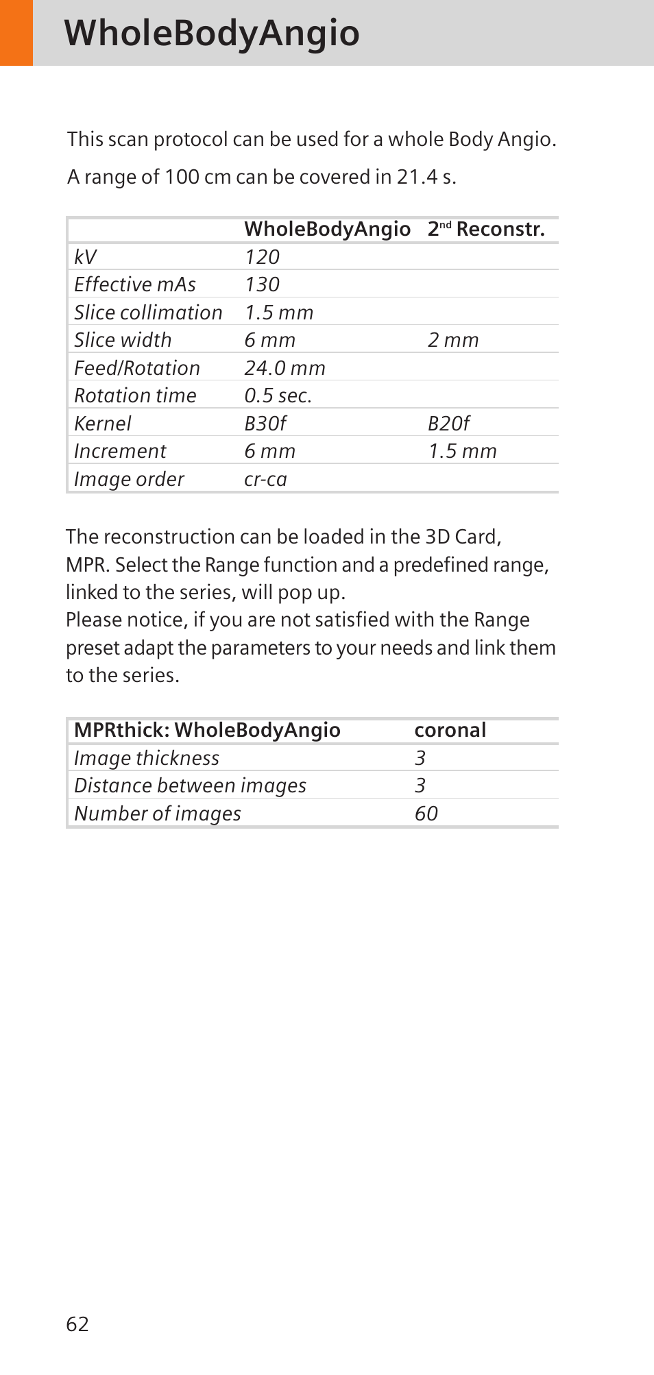 Wholebodyangio | Siemens SOMATOM SENSATION CARDIAC A60 User Manual | Page 62 / 128