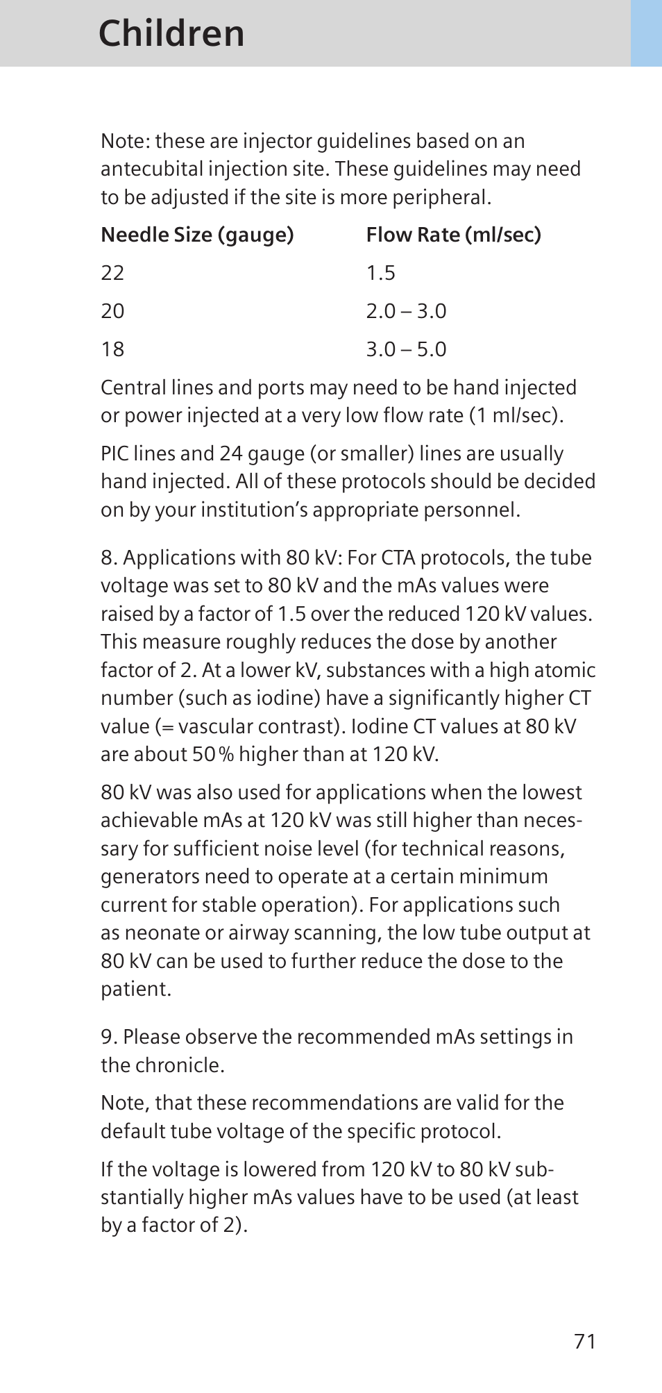 Children | Siemens SOMATOM SENSATION CARDIAC A60 User Manual | Page 71 / 128