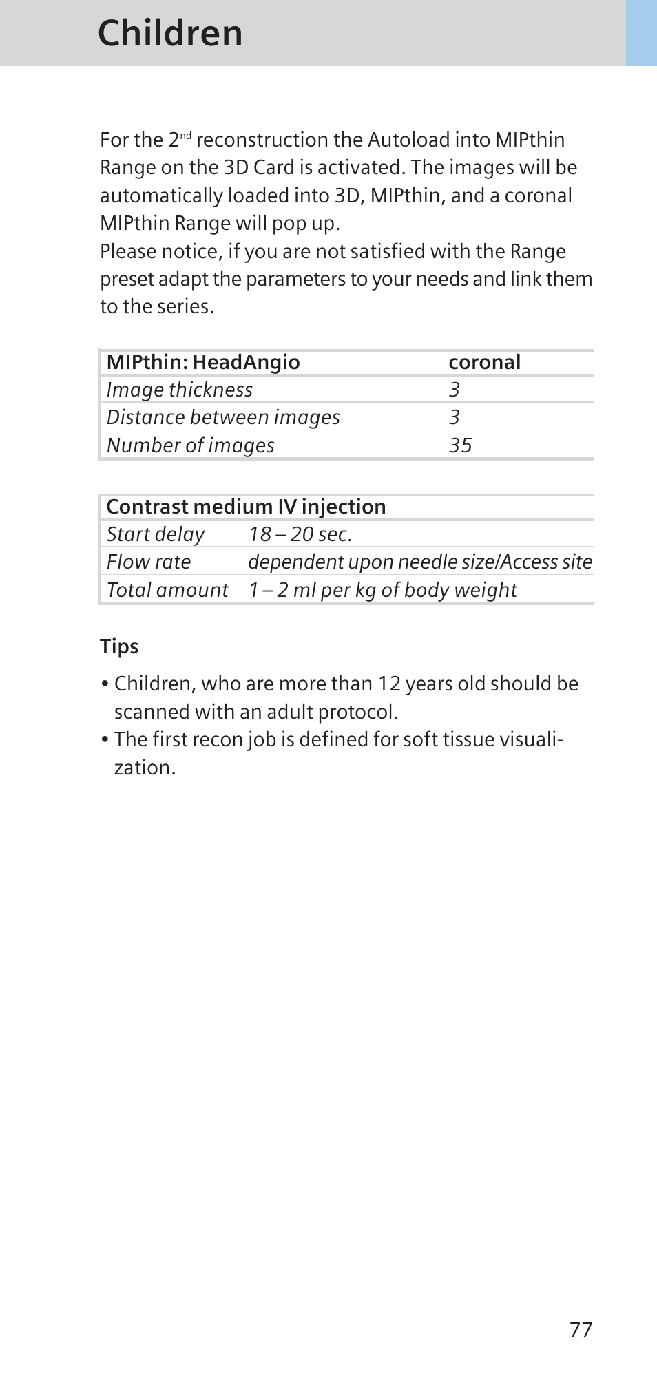 Children | Siemens SOMATOM SENSATION CARDIAC A60 User Manual | Page 77 / 128