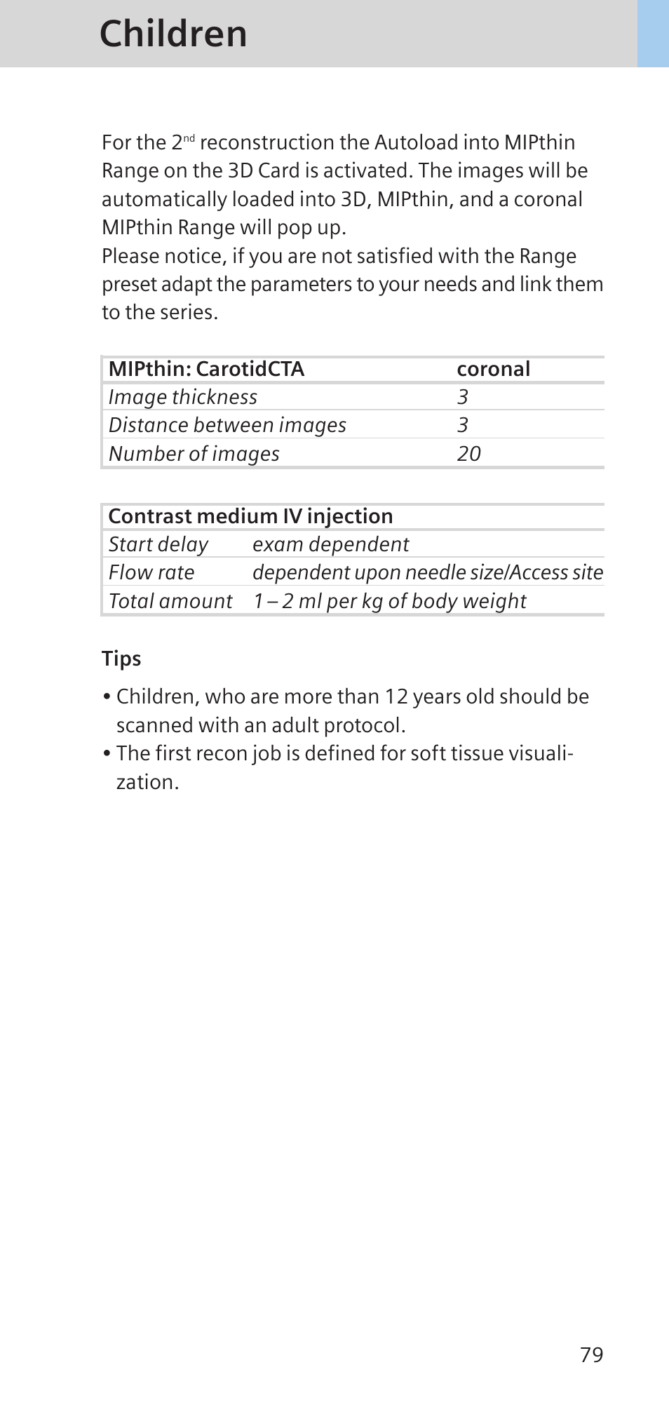 Children | Siemens SOMATOM SENSATION CARDIAC A60 User Manual | Page 79 / 128