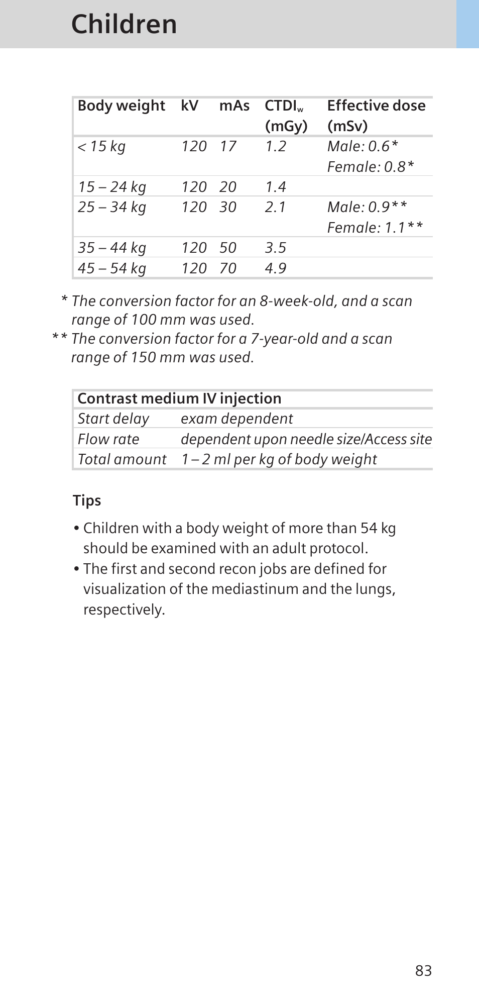 Children | Siemens SOMATOM SENSATION CARDIAC A60 User Manual | Page 83 / 128