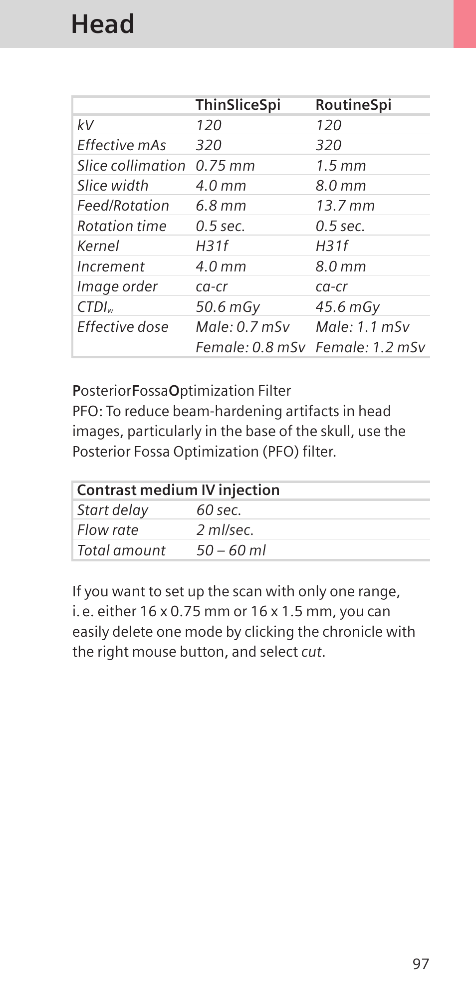 Head | Siemens SOMATOM SENSATION CARDIAC A60 User Manual | Page 97 / 128