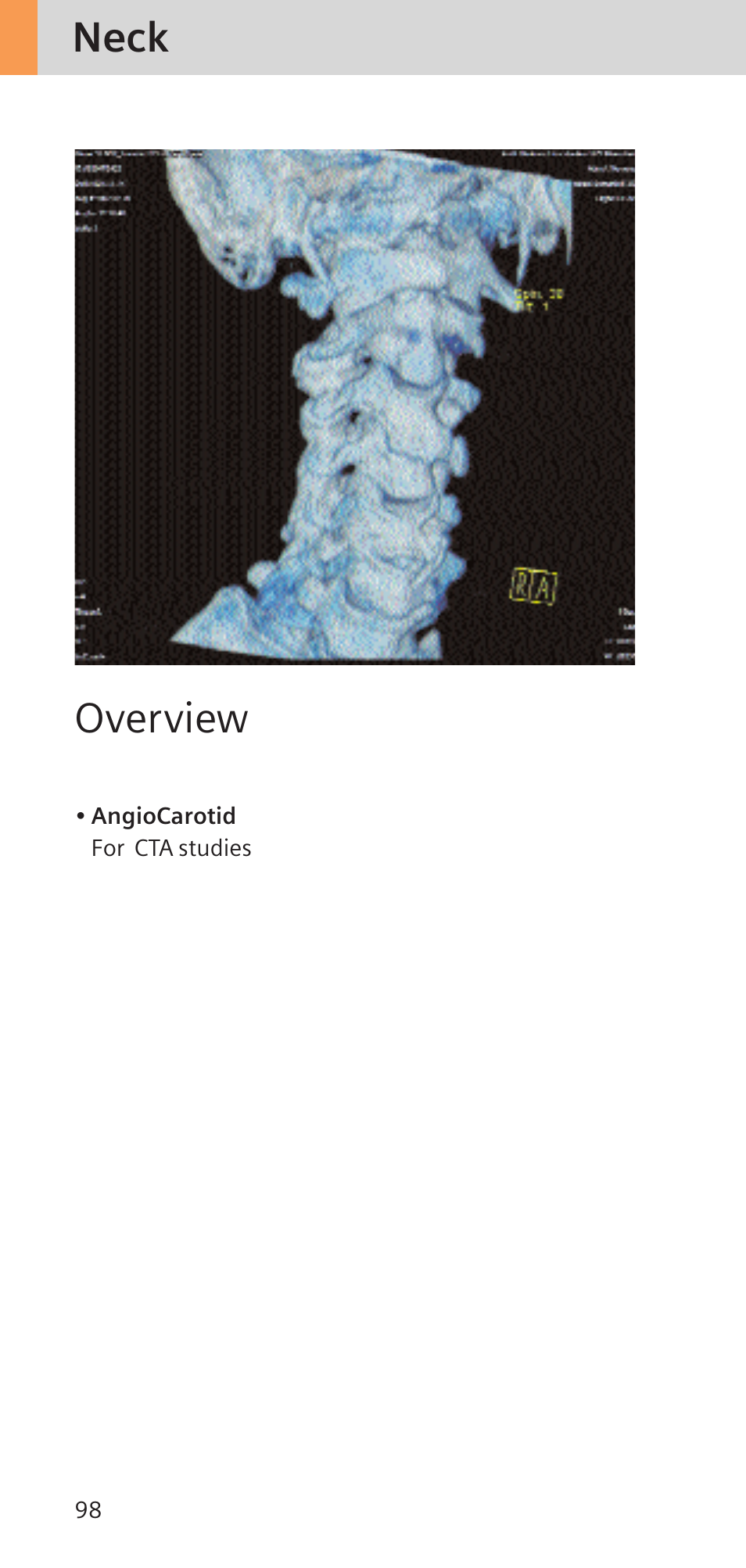 Neck overview | Siemens SOMATOM SENSATION CARDIAC A60 User Manual | Page 98 / 128