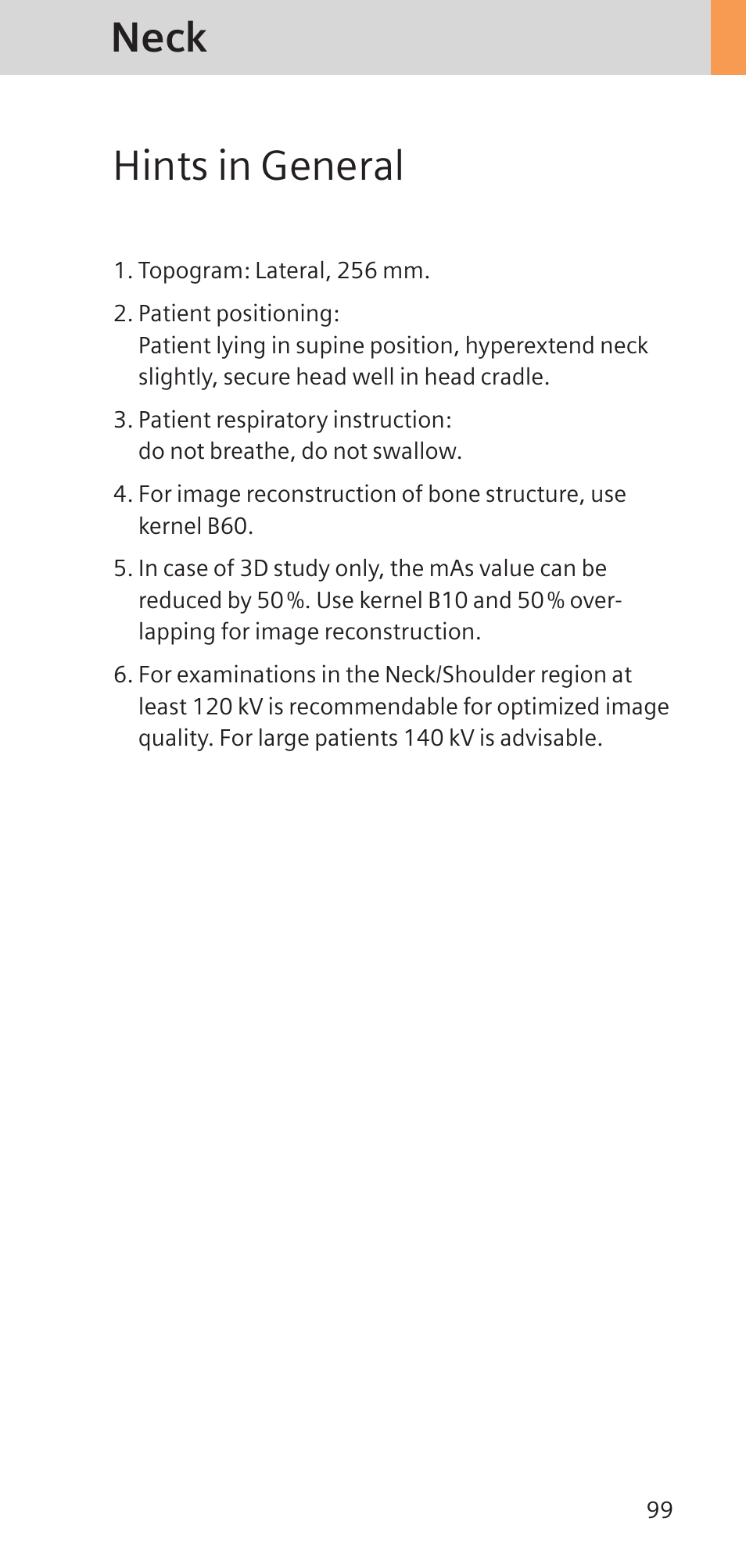 Neck hints in general | Siemens SOMATOM SENSATION CARDIAC A60 User Manual | Page 99 / 128