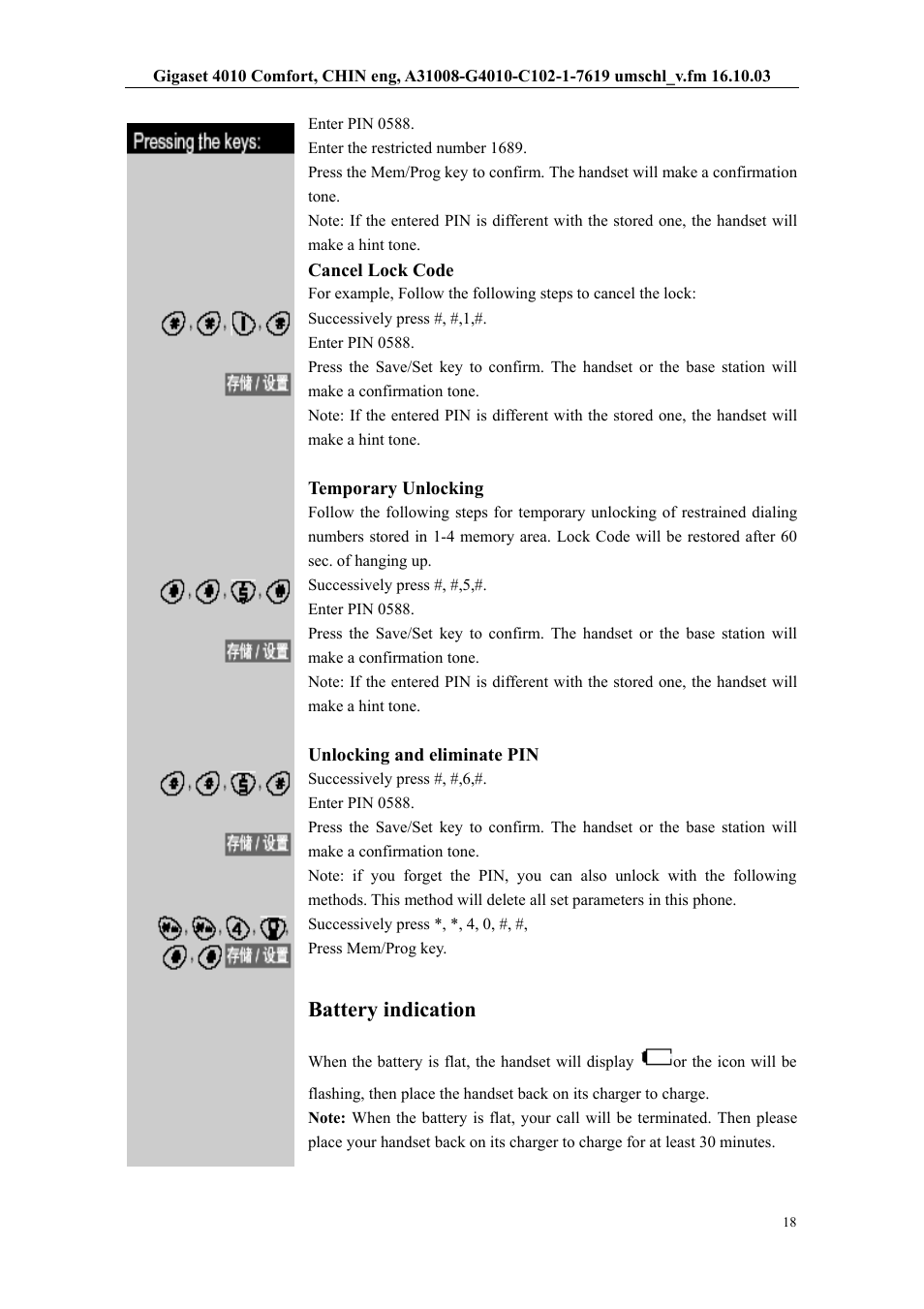 Battery indication | Siemens W12 User Manual | Page 18 / 22