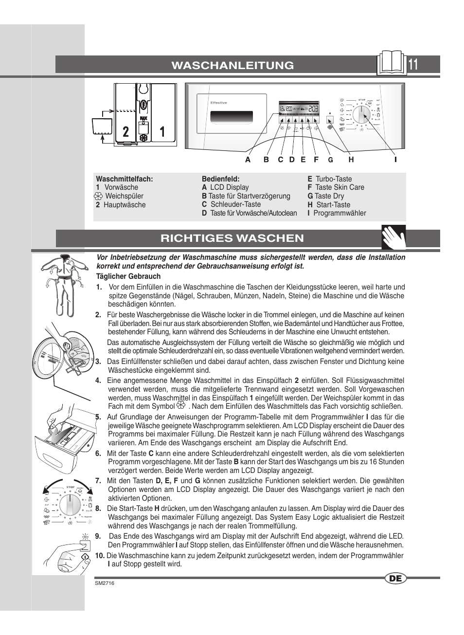 Waschanleitung, Richtiges waschen | Ardo WDN 1495 LW User Manual | Page 11 / 68