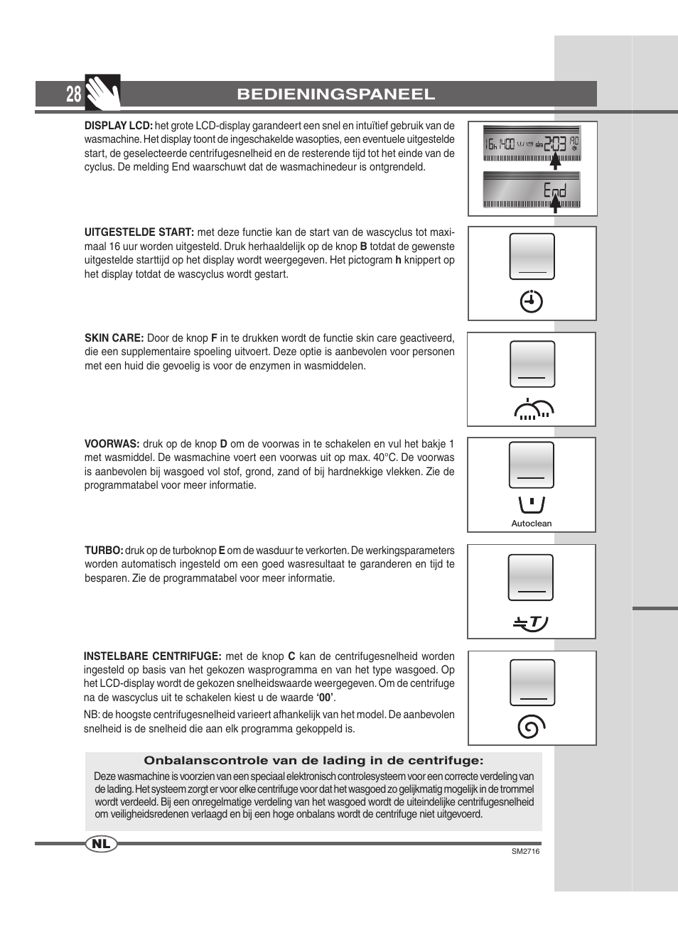 Bedieningspaneel | Ardo WDN 1495 LW User Manual | Page 28 / 68