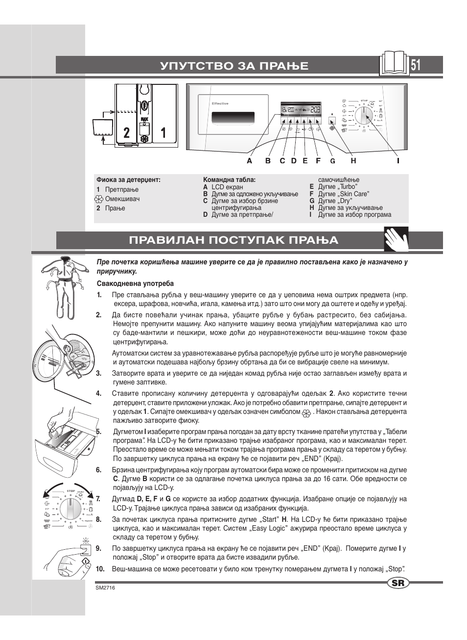 Упутство за прање, Правилан поступак прања | Ardo WDN 1495 LW User Manual | Page 51 / 68