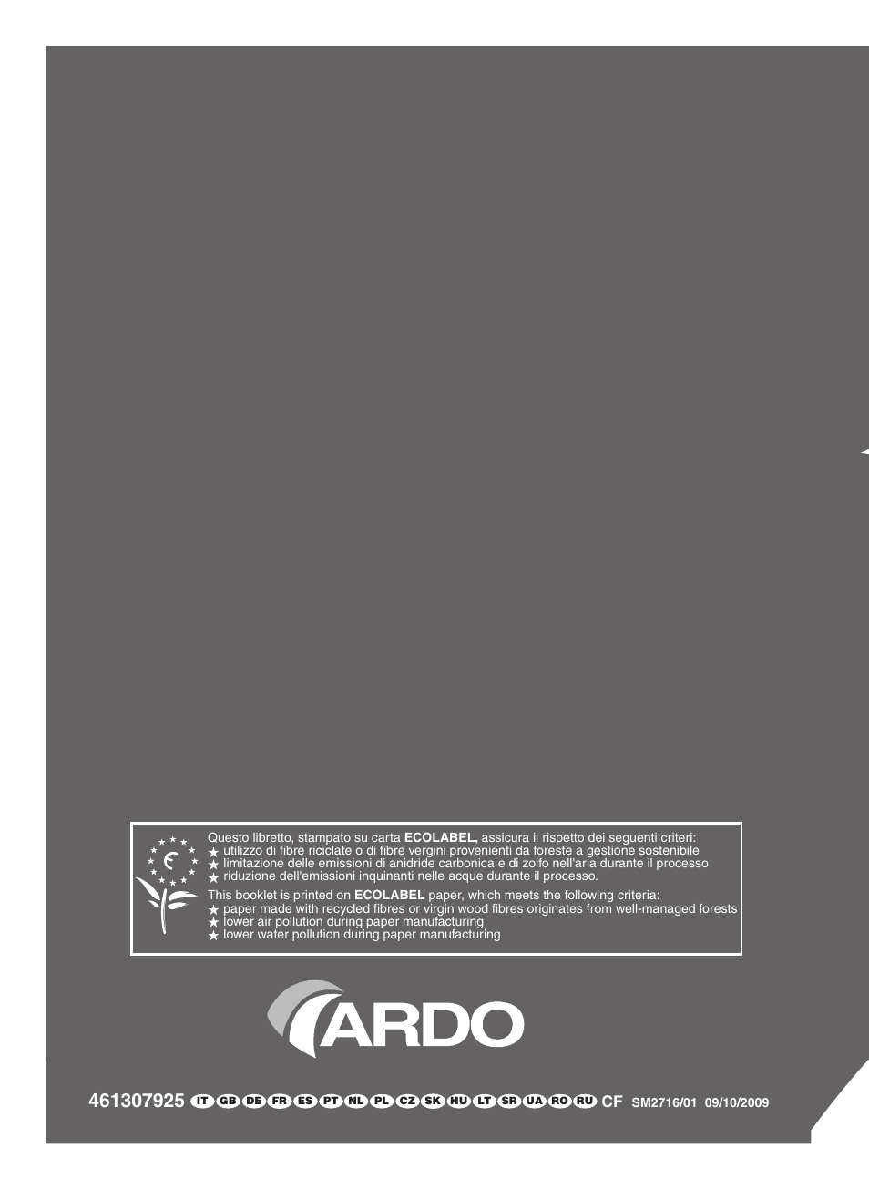 Ardo WDN 1495 LW User Manual | Page 68 / 68